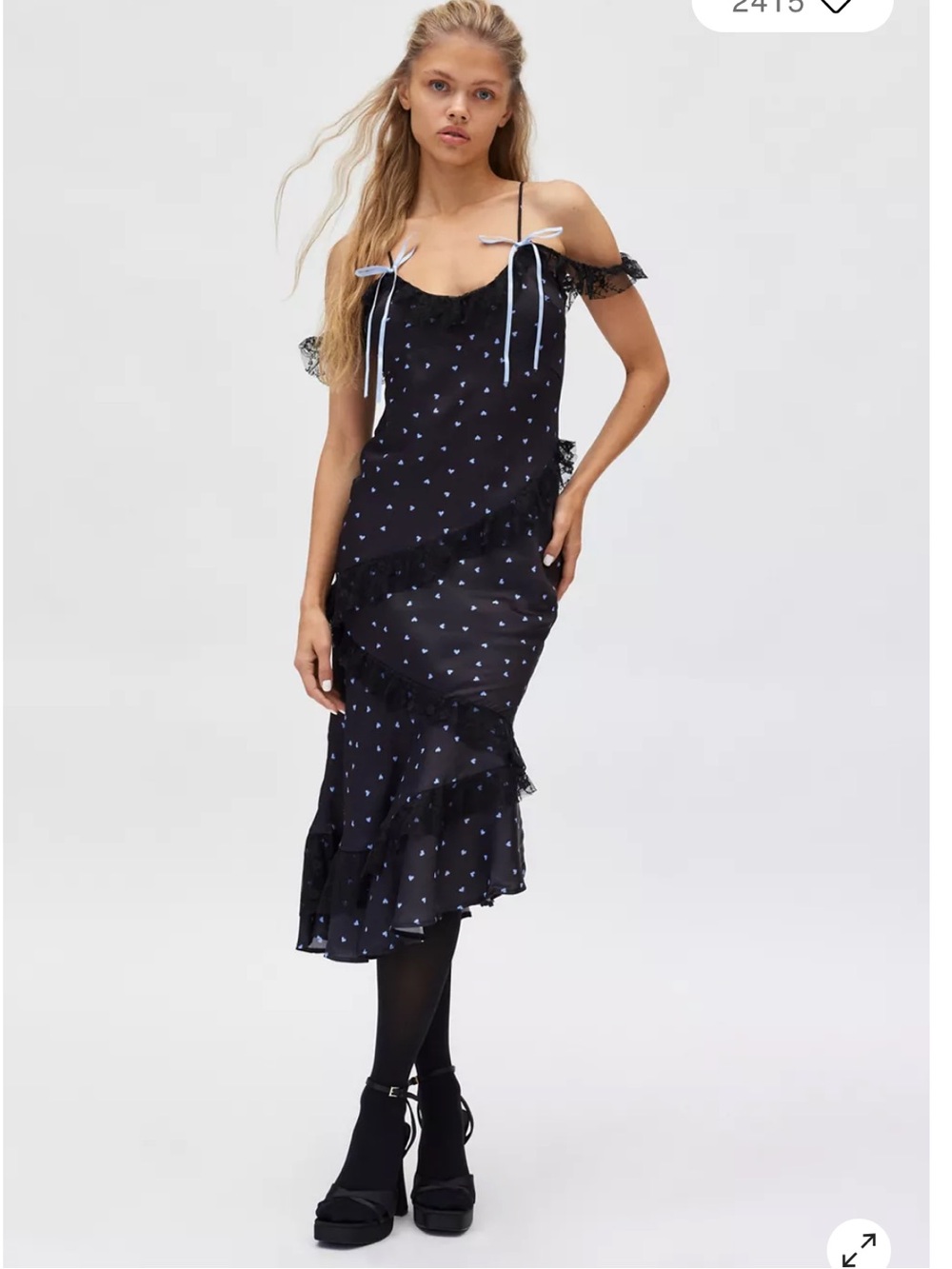 Kimchi Blue Adalyn satin off the shoulder midi slip dress medium NWT goth hearts